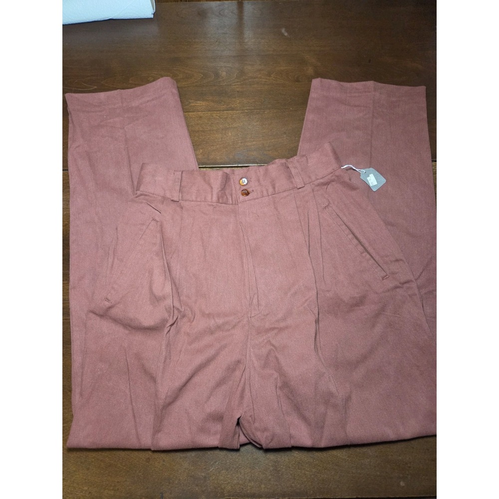 Brick Red Trousers Pants Womens VTG Size 14 Or Modern 6 Tapered Leg Inseam 29"
